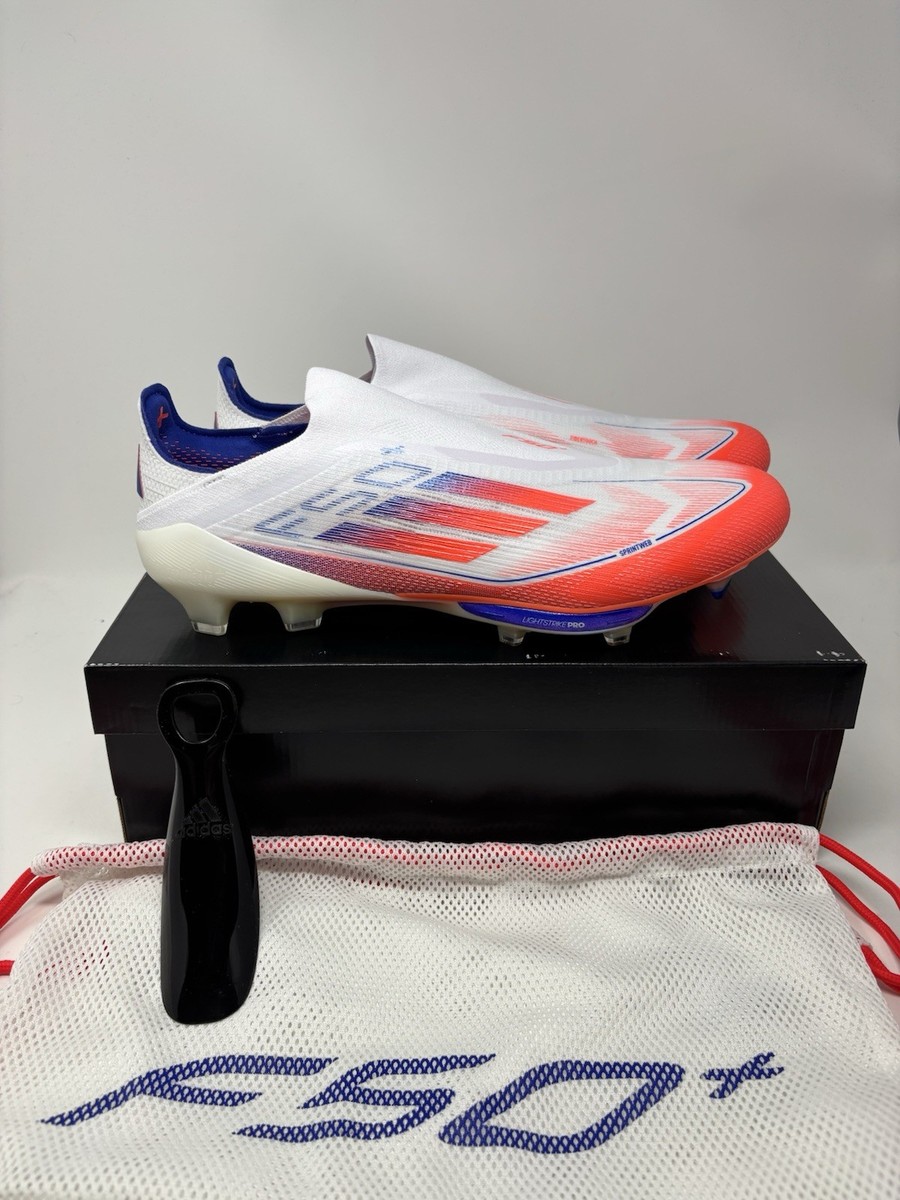 Adidas F50+ Elite Laceless LL FG Soccer Cleats White Blue Red
