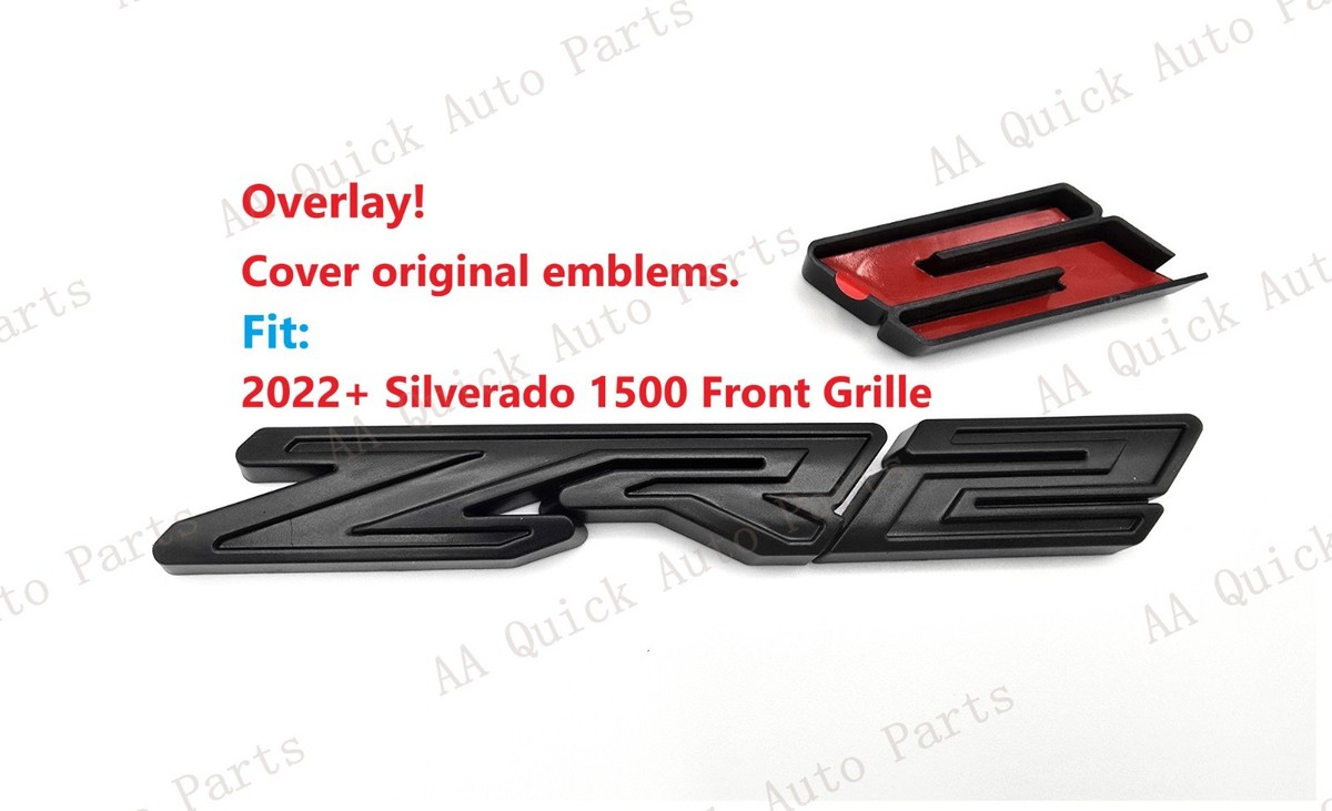 OVERLAY 1PC Matte Black Front Grill ZR2 Emblem Badge 2022+