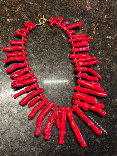 BIG RED RARE OXBLOOD RED CORAL! MEANT FOR A QUEEN! STATEMENT DRAMATIC NECKLACE! 