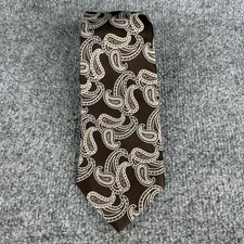 MICHAEL KORS Men's 100 Silk Necktie Skinny Designer PAISLEY Brown/Tan/Blue EUC