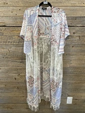 Gigio By Umgee Duster Kimono Patch Print Floral Lace  Summer Beach Boho Size S