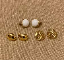 Vintage Monet Earrings Lot Clip On Gold Tone