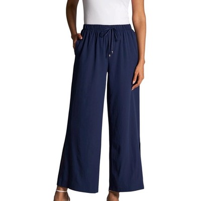 Coolibar NWT Petra Wide Leg Pants Navy Blue UPF 50+ Sun Protection Womens Size