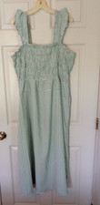 OLD NAVY WOMENS XXL TALL DRESS RUFFLE STRAPS GREEN & WHITE CHECK GINGHAM 54" NEW