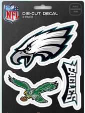 Philadelphia Eagles Team Logo - Set Of 3 Sticker Sheet NFL NEW