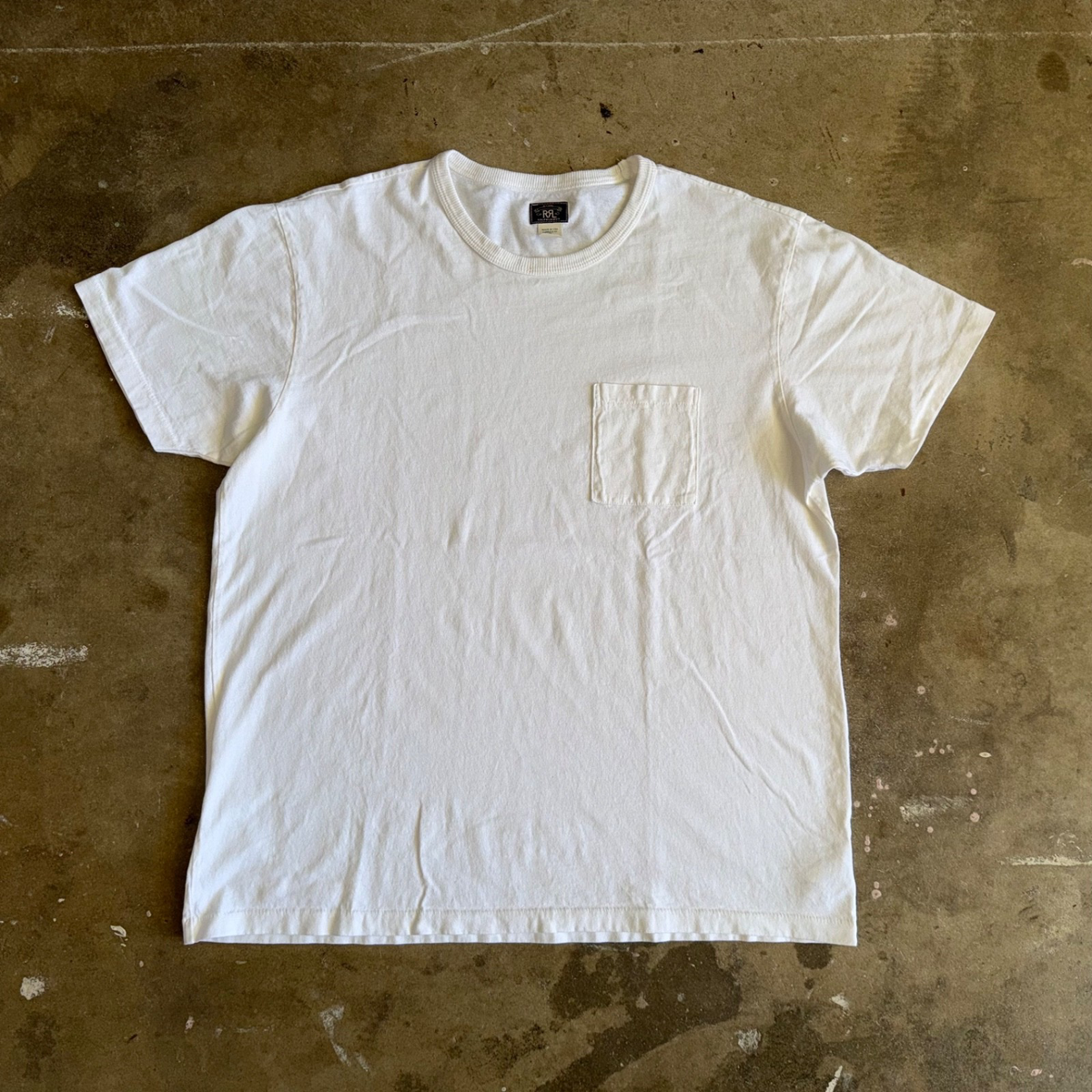 RRL / Tシャツ/S/コットン/WHT RRL RALPH LAUREN PLAIN, BLANK WHITE POCKET T-SHIRT MEN SZ XL