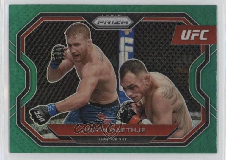 2021 Panini Prizm UFC Green Prizm Justin Gaethje #141 12b5