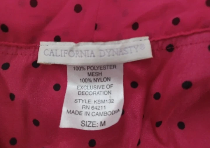 Bata corta vintage de encaje a lunares satinado rojo dinastía California talla grande Foto 2 de 4