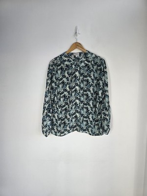 Primrose Park London Blouse S Silk Blue Floral Print Long  Sleeve Womens Top
