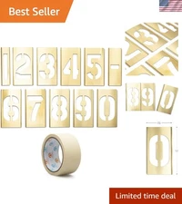4" Curb Brass Stencil Kit - for Address Painting - Reusable Interlocking 0-9 ...