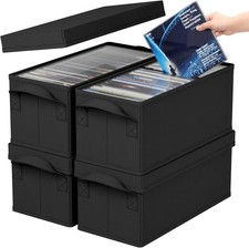 Aolawco Pack of 4 DVD Storage Box, 4 BOX, 4 Black Dvd Box