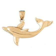 Dolphin Charm Pendant 14k Gold