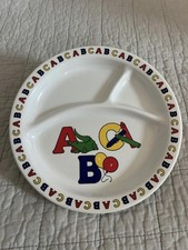 Vintage 80s ABC Educational Melamine Plate, "Parenting" Brand, Primary Colors