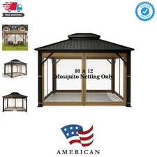 Durable 10' x 12' Outdoor Gazebo Mosquito Netting with Zipper Design - Khaki