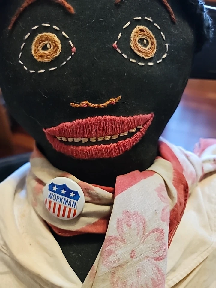 Antique Rag Doll Handmade Embroidered Face LIFESIZE Circa 1930s Orig Clothes 39" - Image 4 of 4