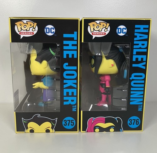 DC Imperial Heroes #375 376 Joker Harley Quinn Blacklight Funko Pop! Mindstyle - Imagen 5 de 7
