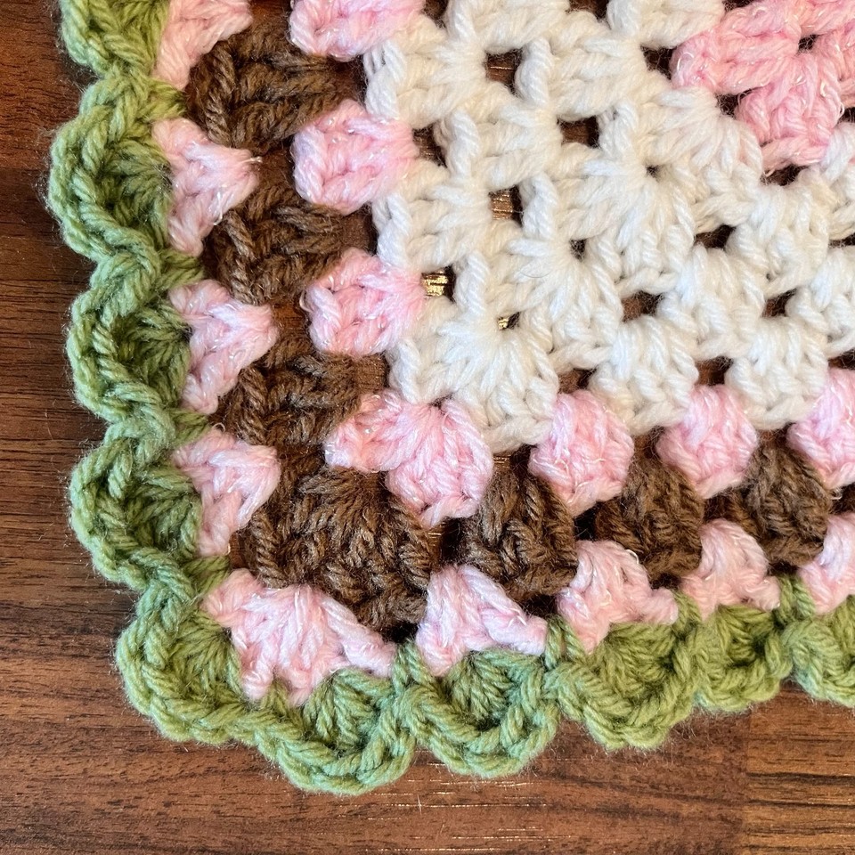 Handmade Crocheted Baby Blanket Bunny White Pink Green Colorful Soft | eBay