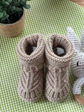 Crochet Baby Booties- 1-3 Months- Beige
