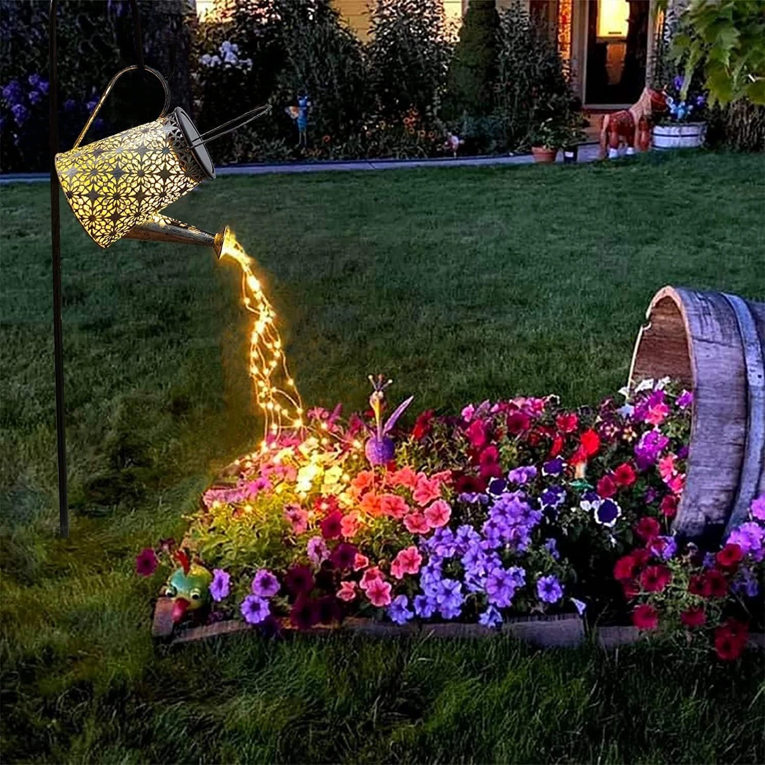 Solar Lights Outdoor Decorative, Metal Solar Watering Can Lights Waterproof, Lar