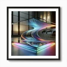 Futuristic Glass Table Art Print Framed Wall Art Poster Canvas Print Picture