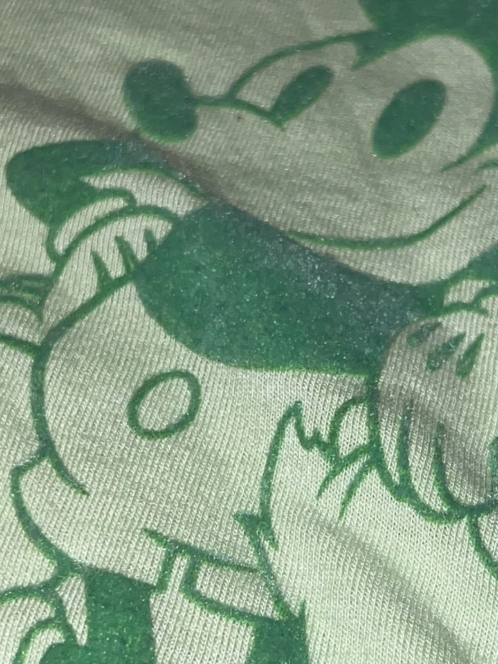 CAMISETA VERDE CON GRÁFICOS FLOCADOS Y2K DISNEY MiCKEY & FRIENDS - MUJER TALLA L DE COLECCIÓN Foto 4 de 4