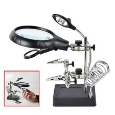 Beileshi 2.5X 7.5X 10X Led Light Helping Hands Magnifier Soldering Sta