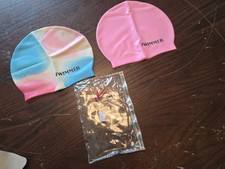 Pair Of SWIM Swim Caps. Pink And Blue