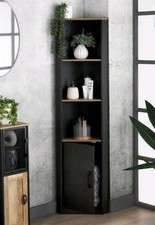 Corner Shelf Unit Bathroom Storage Cabinet with 3 Shelves 1 Door Display Tallboy