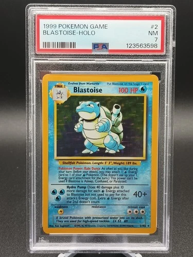 Blastoise 002/102 Base Set Holo PSA7 NM Slab