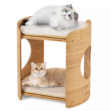 Costway 2-Tier Cat Tower for Indoor Cats with Double Beds Removable  Washable C