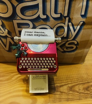 NEW Dear Santa I Can Explain Typewriter Red Wallflower Plug-In Bath & Body Works