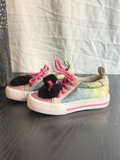 Disney Junior Minnie Mouse Rainbow Blue Pink Purple Glitter Shoes Size 8 Girls