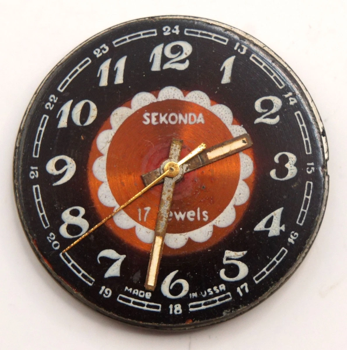 Movimiento de reloj vintage Sekonda Poljot 2609 17J esfera soviética URSS manecillas para piezas