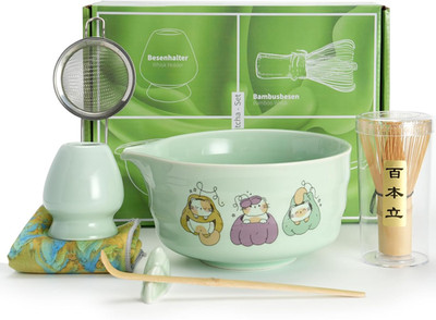 Matcha Whisk Tea Set Kit Japanese Matcha Kit - Matcha Bowl, Matcha Whisk and Hol