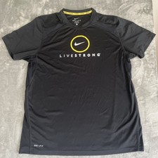 Nike Livestrong Dri-Fit Large Black T-Shirt Lance Armstrong Short Sleeve