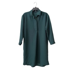 Madewell Moviehouse Crepe Shirt Dress Women's Size M Green Long Sleeve Pockets