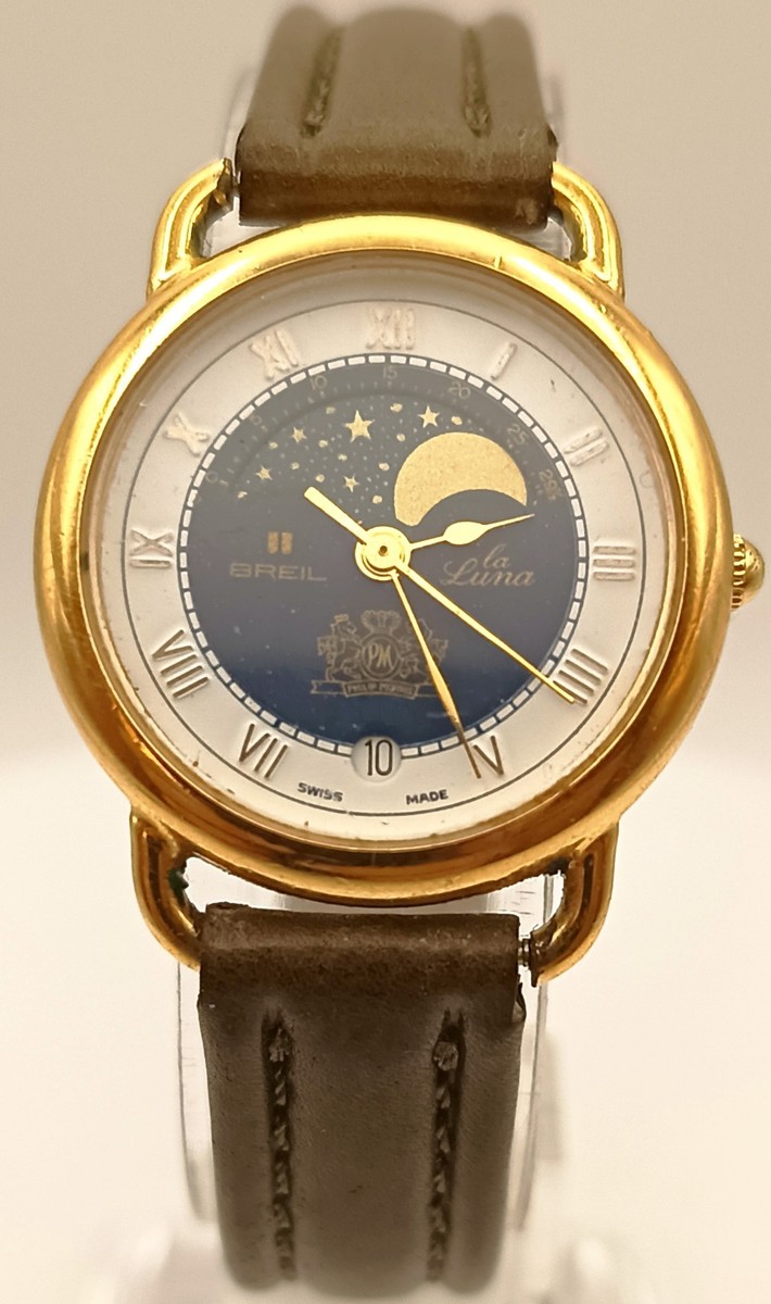 ベクトル時計ルナ - Vector watch Luna Rare Breil La Luna Moonphase Swiss Made Watch Philip Morris Dial