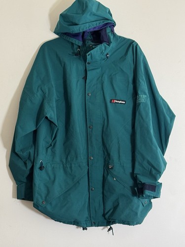 Vintage 90s BERGHAUS Gore-Tex Jacket In Teal Packable Hood Size Large Made In Uk - Picture 4 of 13