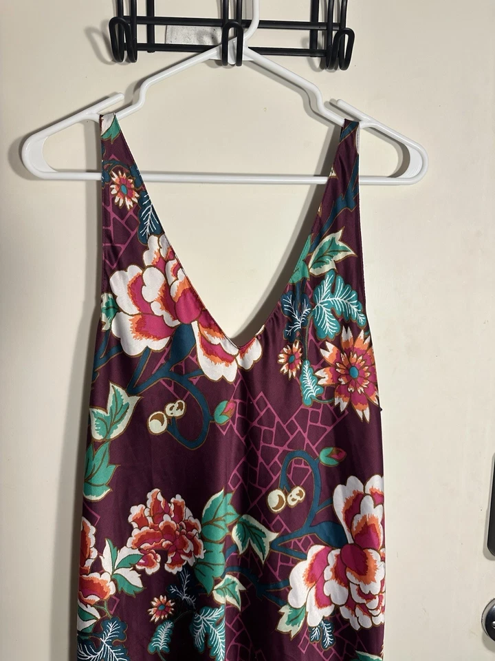 NATORI Purple Floral Satin Chemise Nightgown Midi Maxi Slip Dress Gown L = 12/14 - Image 2 of 4