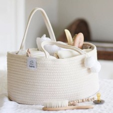 Cotton Rope Diaper Caddy - Ivory