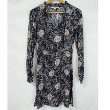LOFT Floral Print Long Sleeve Dress V-Neck Lightweight Knee Length Size XS