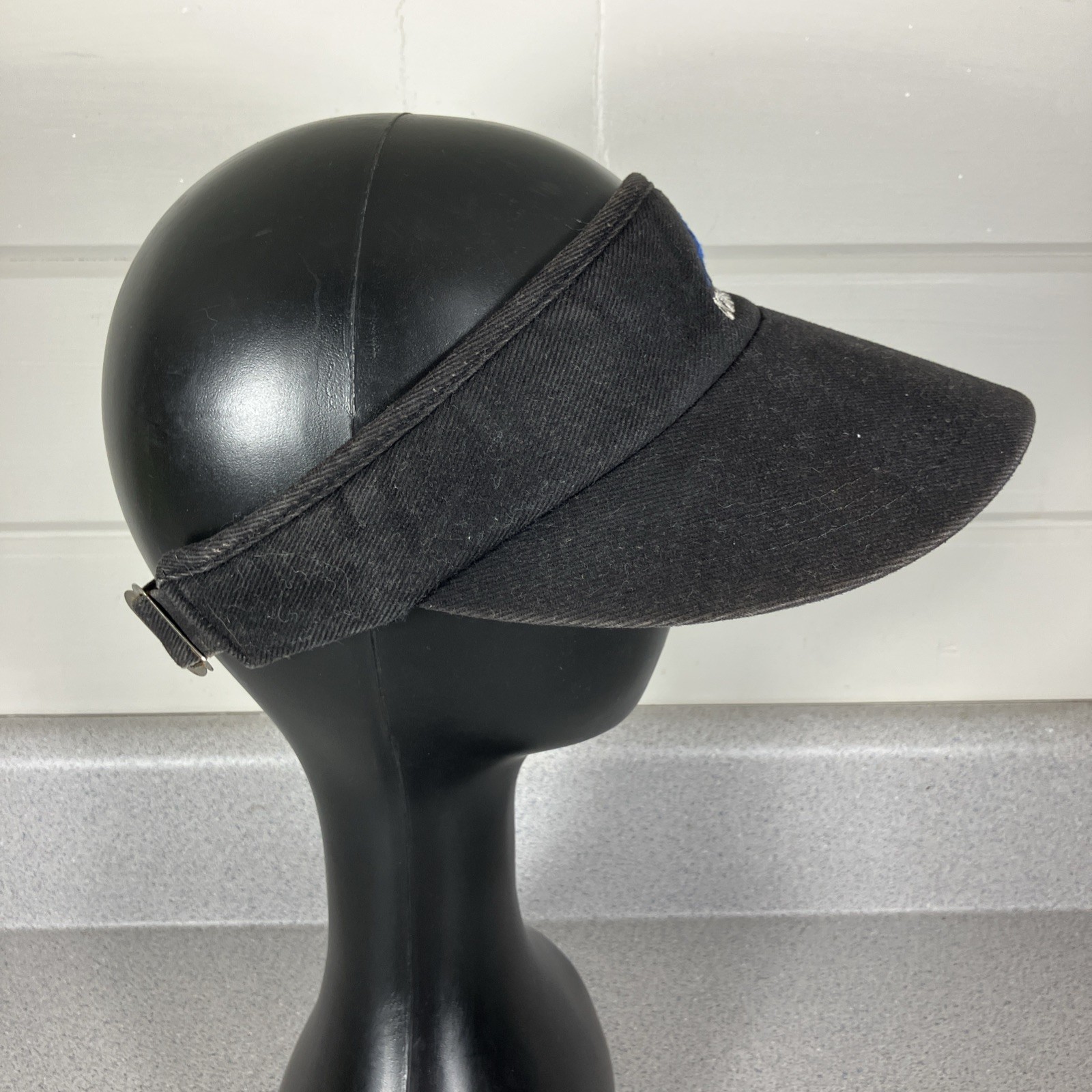 Vtg Adidas Visor Hat Cap 80s 90s Y2K Black Faded Gorpcore Black Blue Distressed thumbnail 2