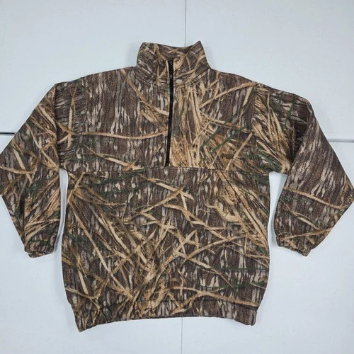 Vintage AVERY Men M Pullover 1/4 Zip Hunting Camo Fleece Jacket - product listing photo