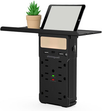 Wall Outlet Extender with Shelf and Night Light, Surge Protector with 3 USB Port