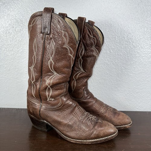 Vintage Dan Post Brown Leather Western Cowboy Boots 6841 Size Men’s 10 D - Picture 5 of 14