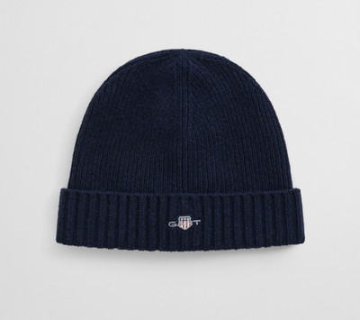 GANT Men s Marine Blue, Shield Logo Wool Beanie-Premium Winter Hat-New with Tags