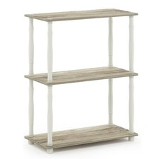 Furinno Turn-N-Tube Wood 3-Tier Shelf Display Rack with Classic Tube in Oak