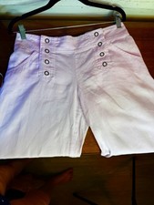 Linen SZ 6, Light Pink White Wide Leg Trousers.