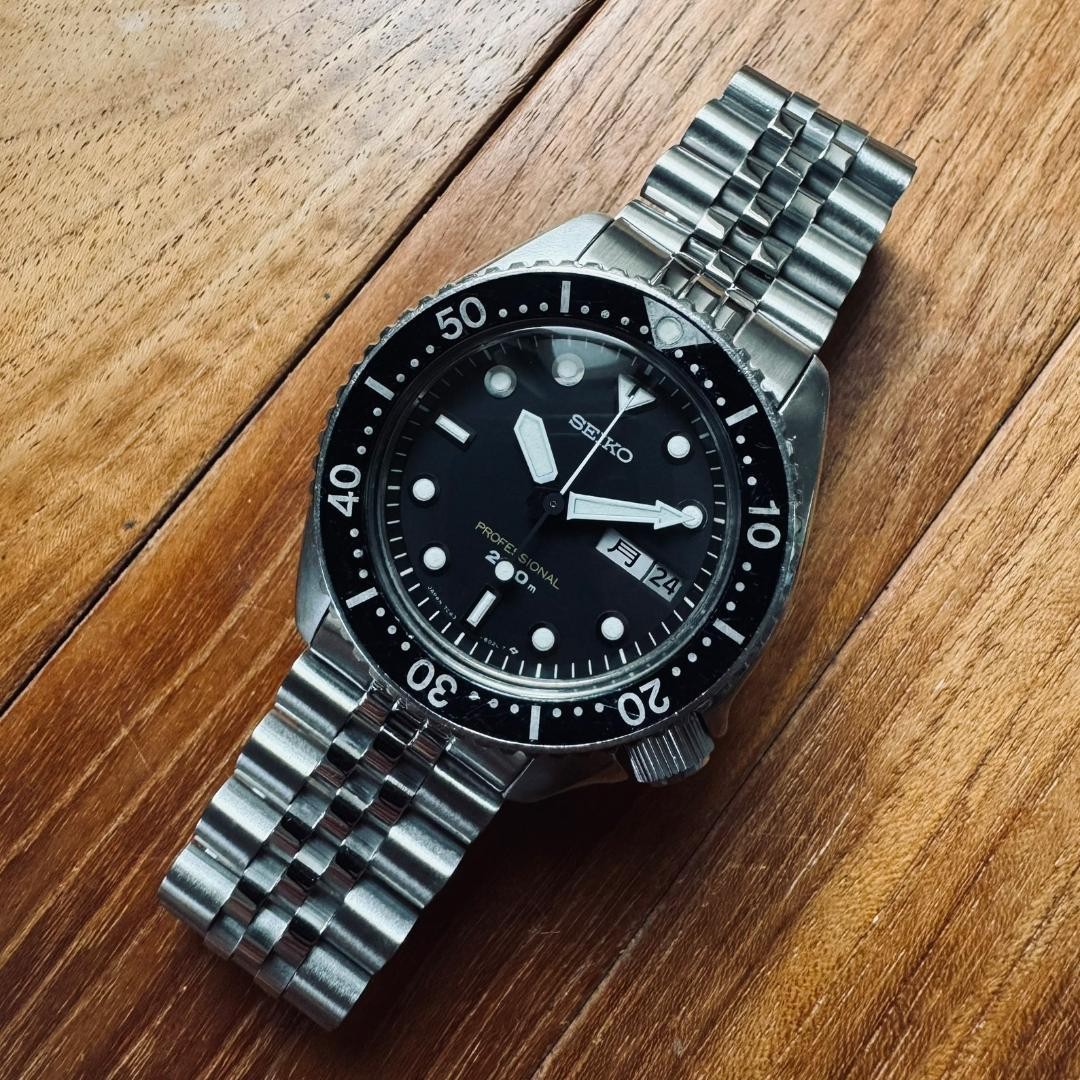 Seiko 7C43-6010 Quartz Black Dial Day Date Diver Men'… - Gem