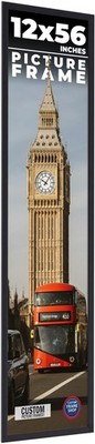 12x56 Frame Black Real Wood Picture Frame Width 0.75 inches | Interior Frame Dep